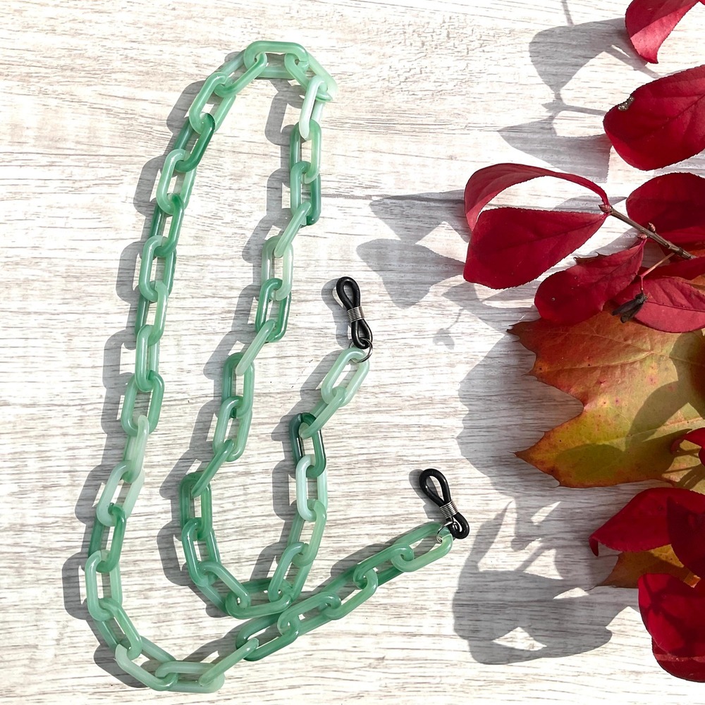 Pale Green Acrylic Eyeglass Holder Necklace | 24-in Lightweight Glasses